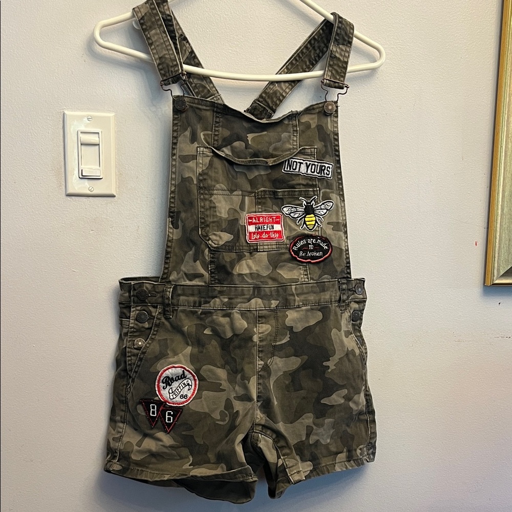 Kids Camouflage Overalls with Fun Patches